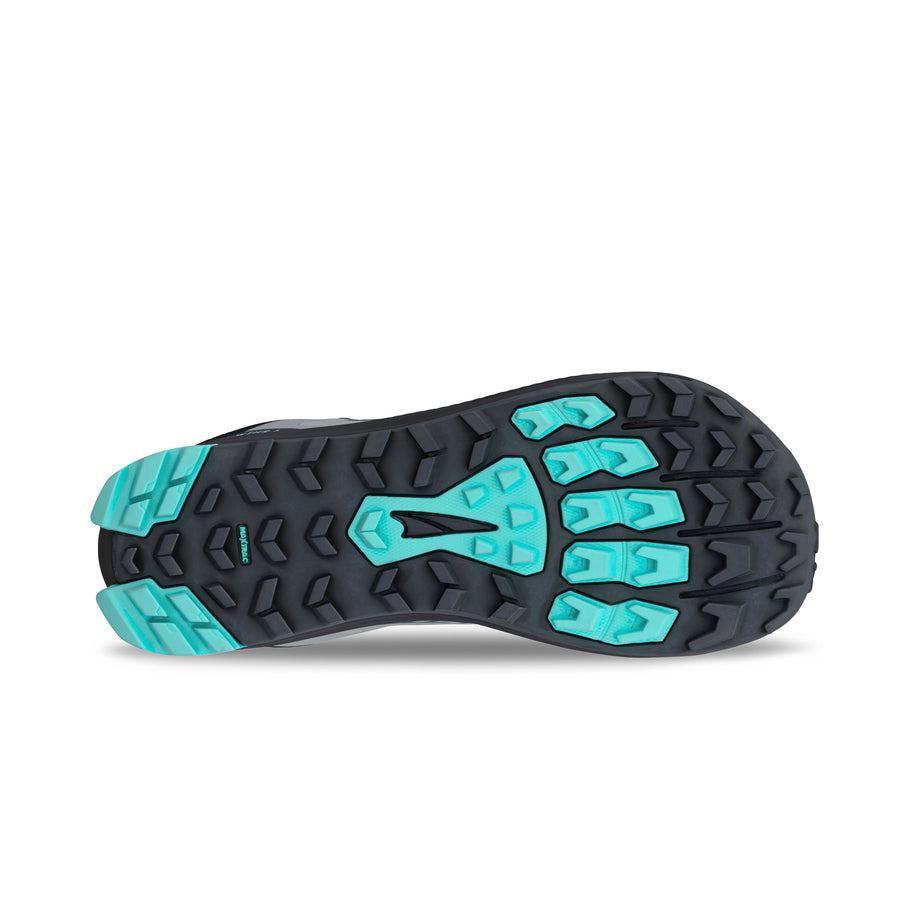 Lone Peak 9 Waterproof Low - Women by Altra Footwear in black and teal with durable sole for lightweight waterproof hiking and thru-hiking