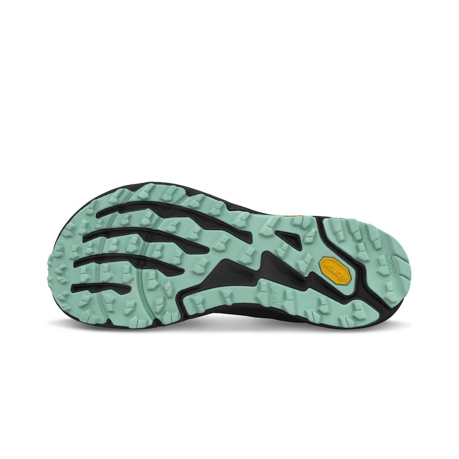 Timp 5 GTX - Women by Altra Footwear in black and teal with waterproof GORE-TEX, grippy sole, cushioned trail running shoe