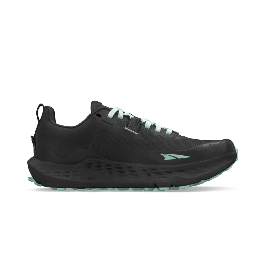 Timp 5 GTX - Women by Altra Footwear in black and mint, waterproof cushioned trail running shoe with grippy sole for outdoor use