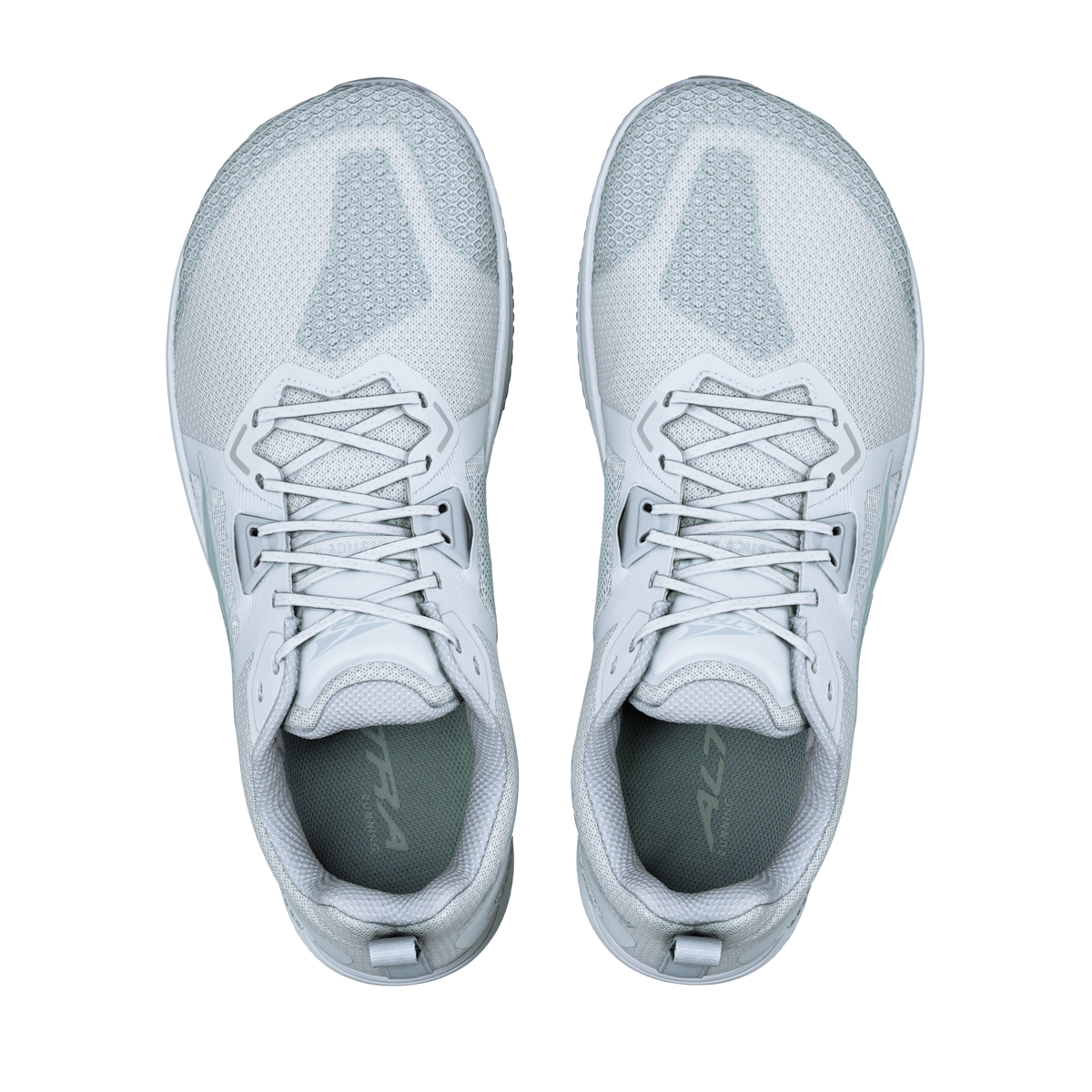 Pair of Altra Solstice XT 3 men's training shoes in High Tide/High Tide/Tradewinds, top-down view of pale grey laces and mesh