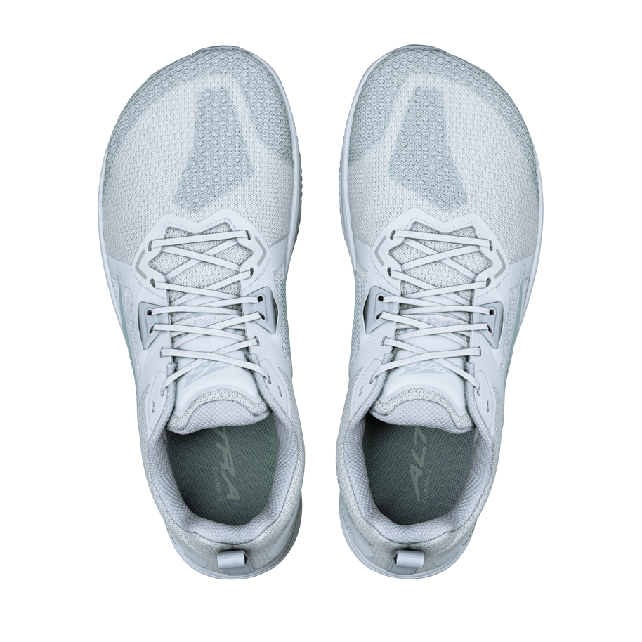 Pair of Altra Solstice XT 3 men's training shoes in High Tide/High Tide/Tradewinds, top-down view of pale grey laces and mesh