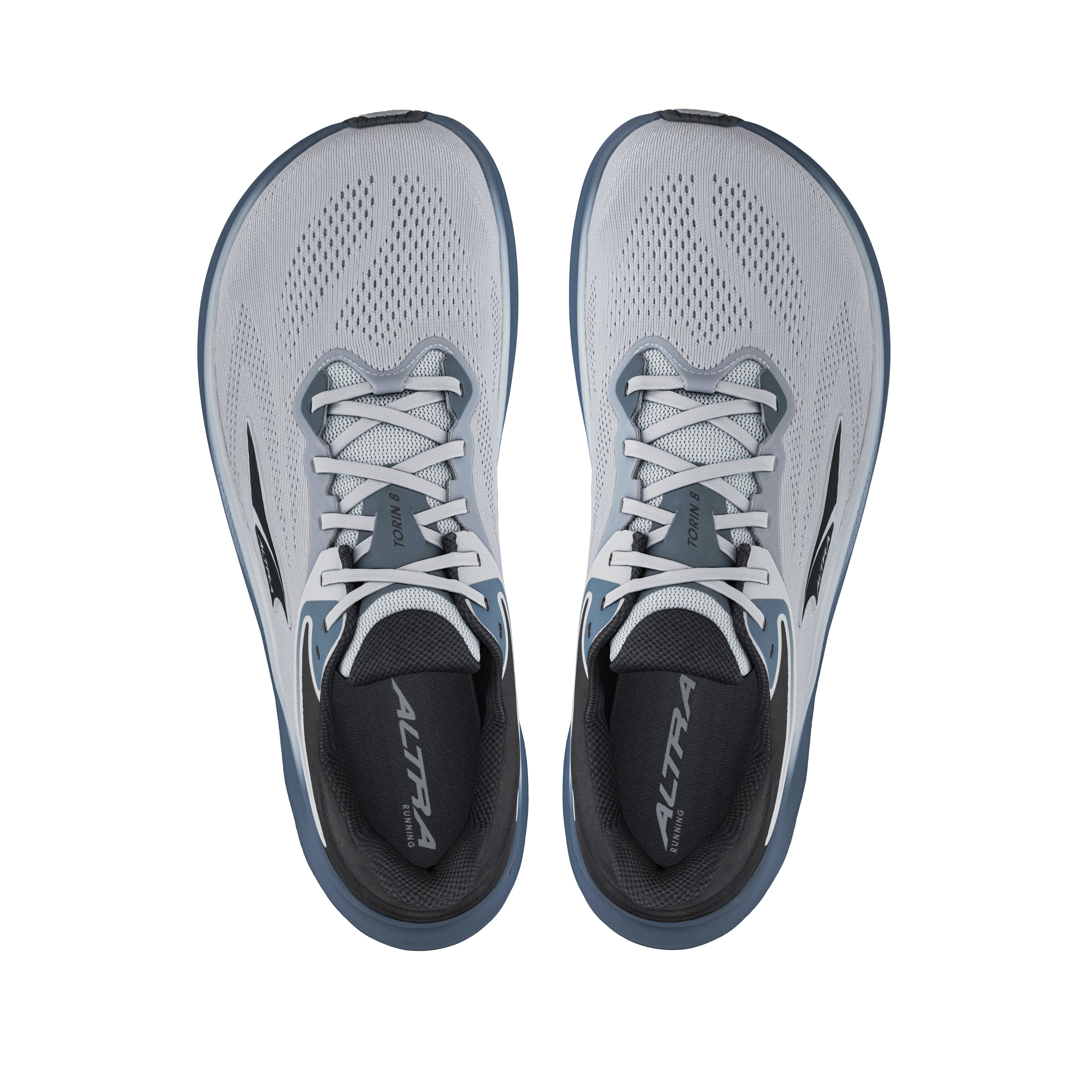 Torin 8 - Men by Altra Footwear in light grey and black, zero drop road running shoes with roomy toe box and soft underfoot comfort