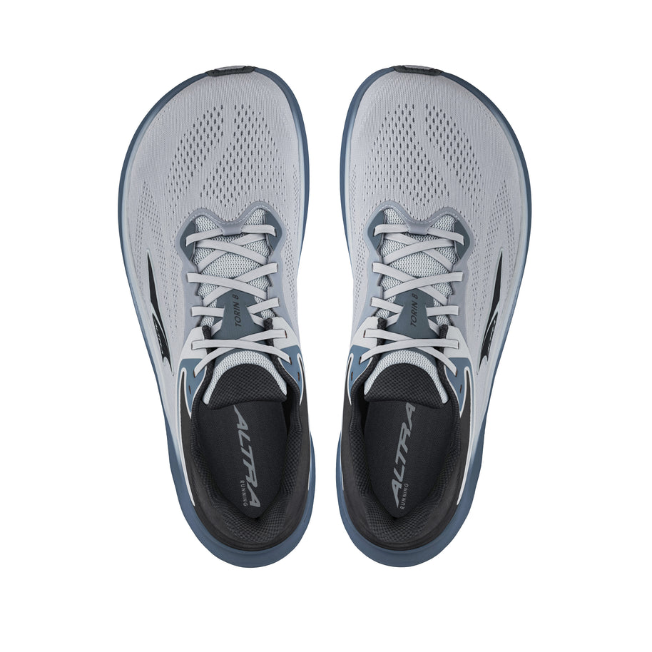 Torin 8 - Men by Altra Footwear in light grey and black, zero drop road running shoes with roomy toe box and soft underfoot comfort