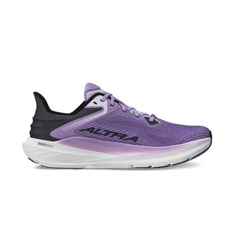 Torin 8 - Women by Altra Footwear in purple and black, zero drop road running shoe with roomy toe box and soft underfoot comfort designed for flexible running