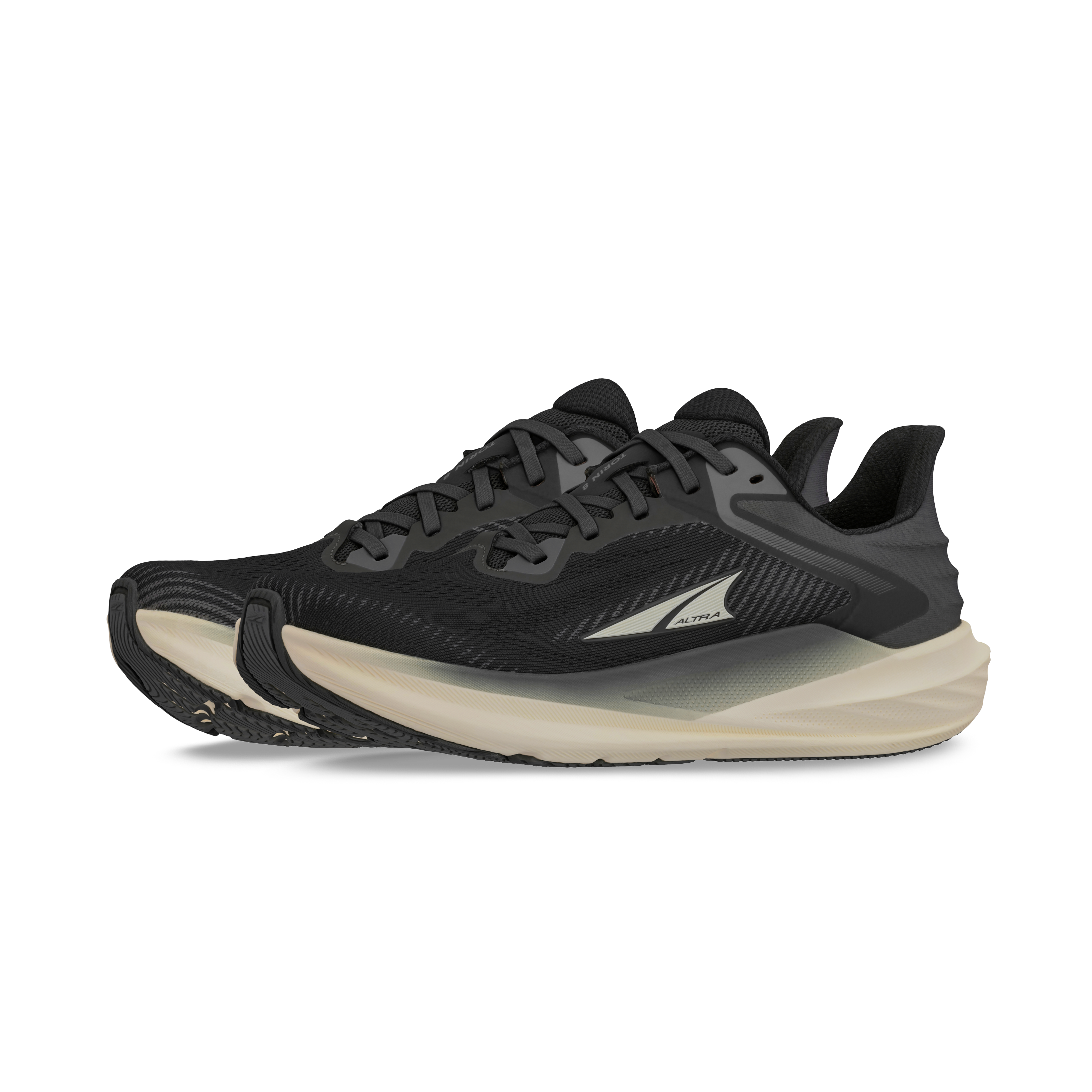 Torin 8 Wide - Women by Altra Footwear in black and beige with roomy toe box, zero drop, soft cushioning, ideal for road running and comfort