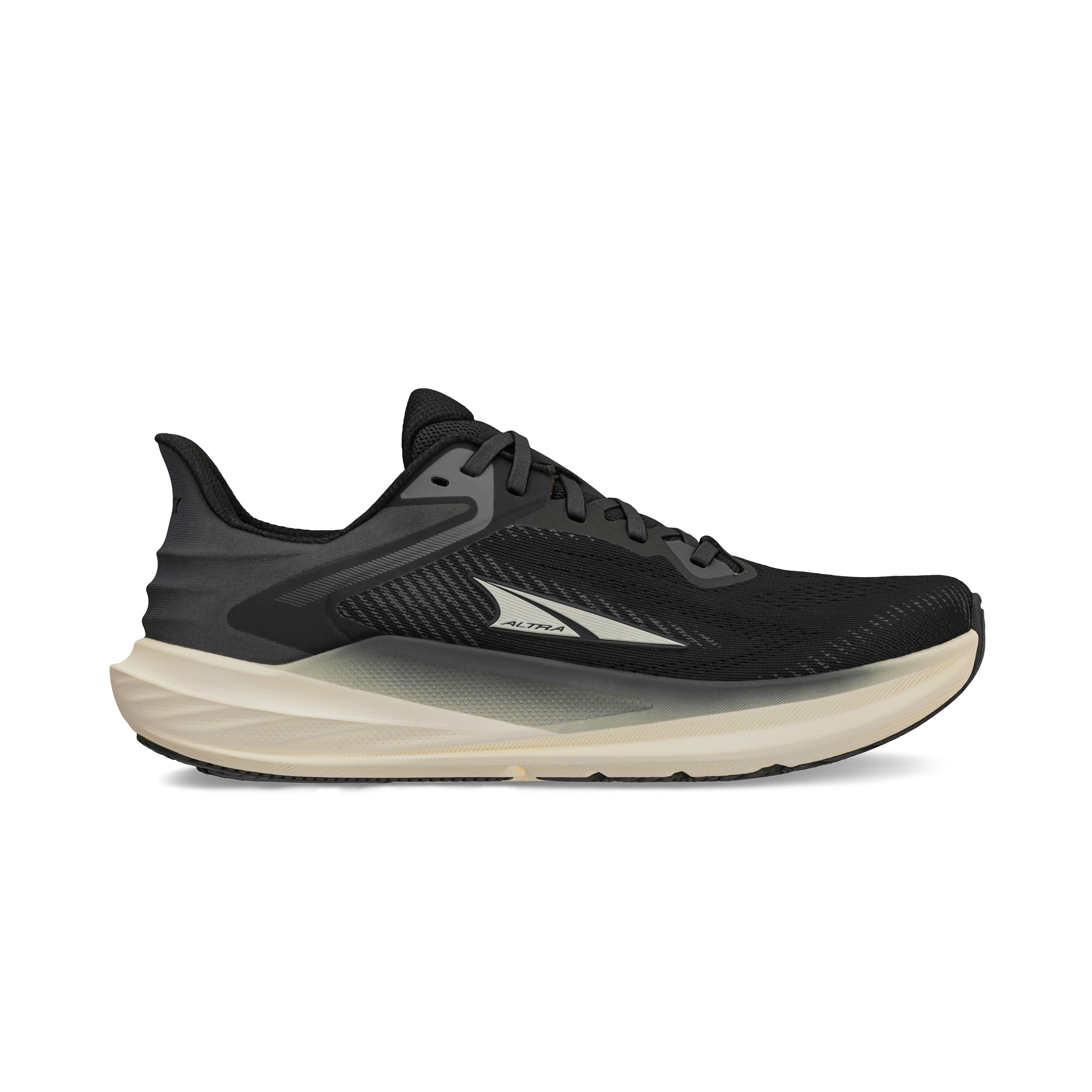 Torin 8 Wide - Women by Altra Footwear in black and beige, roomy toe box, zero drop, soft underfoot, ideal for road running comfort