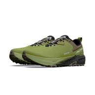 Pair of Altra Timp 6 GTX men's trail running shoes in Iguana/Silver, angled side view