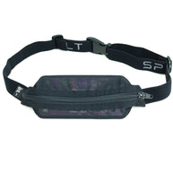 Original Running Belt by SPIbelt in black with expandable storage for large smartphones, ideal for marathon running and outdoor fitness use