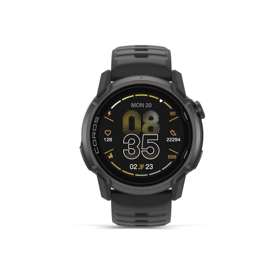 Coros Apex 4 GPS Watch 42mm in black with 41hr GPS battery, designed for mountain sports, training, and racing performance tracking