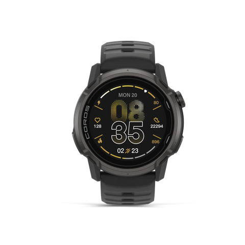Coros Apex 4 GPS Watch 42mm in black with 41hr GPS battery, designed for mountain sports, training, and racing performance tracking