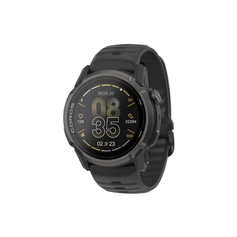 Coros Apex 4 GPS Watch 42mm in black with 41hr GPS battery, built for mountain sports training and racing performance