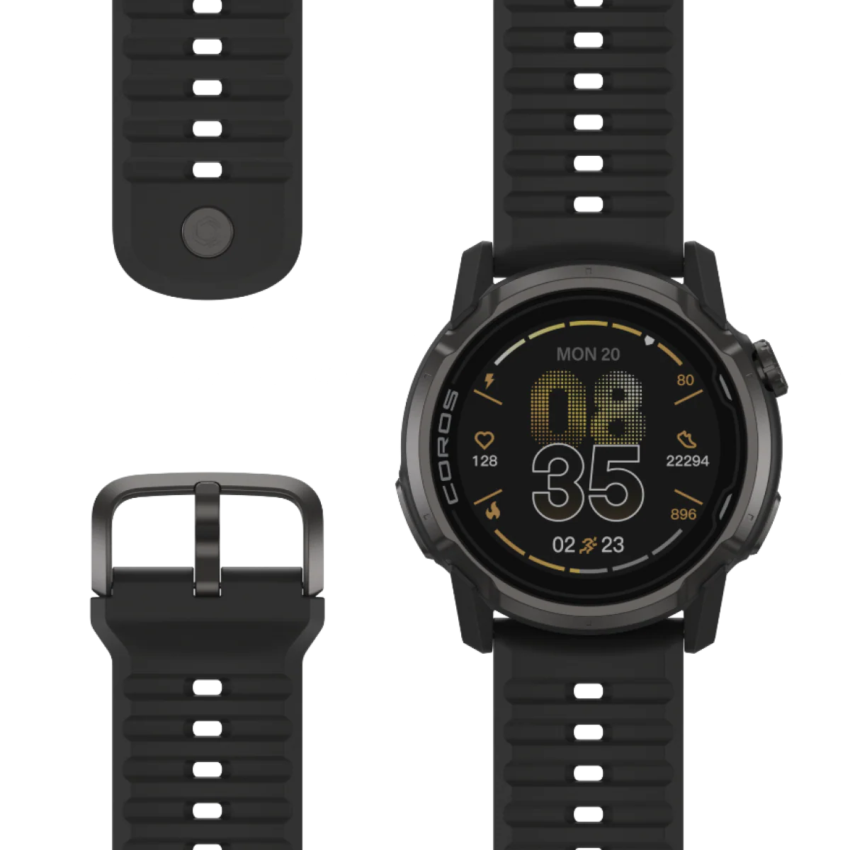 Coros Apex 4 GPS Watch 42mm in black with durable silicone strap, 41hrs GPS battery, designed for mountain sports and training