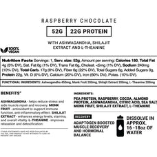 Spring Energy Raspberry Chocolate recovery shake panel with nutrition facts, ingredients and benefits