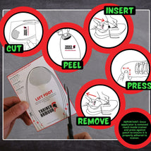 Big Toe Hole Preventer by Trainer Armour in transparent, reinforced self-adhesive patch protects shoes from big toe wear damage