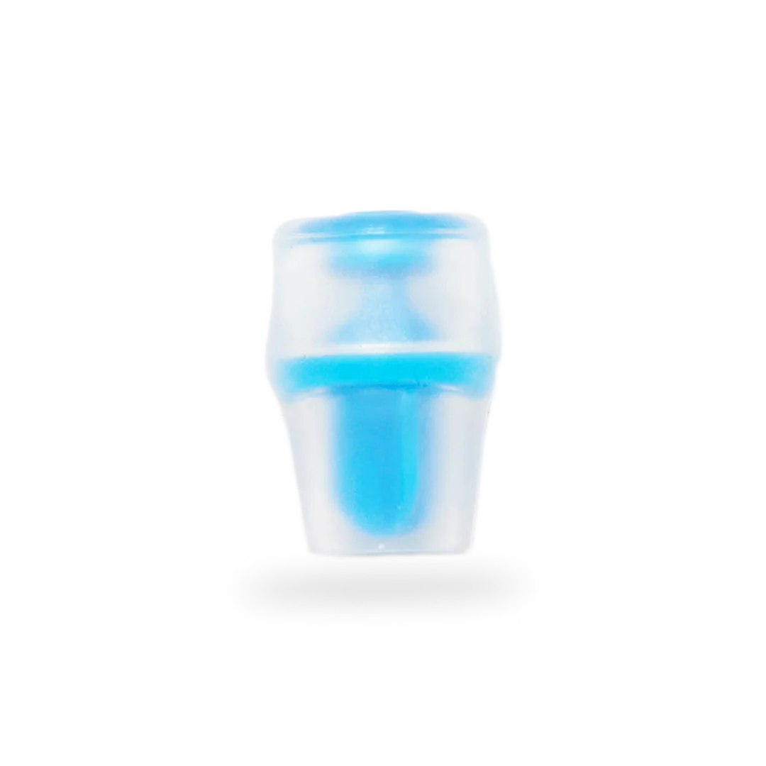 Blaster Bite Valve Sheath 2-Pack by Hydrapak in translucent blue and white, durable silicone bite valve sheath for hydration systems and chewers