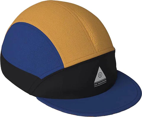 FSTCap 2 - Run Mountains SM by Ciele in mustard, black, and blue with low profile and cycling-inspired brim for running and outdoor use