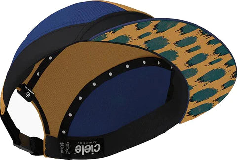 FSTCap 2 - Run Mountains SM by Ciele in brown and blue with cycling-inspired brim, low profile headwear ideal for running and outdoor use in Canada