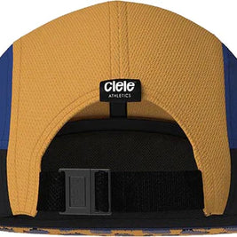FSTCap 2 - Run Mountains SM by Ciele in blue and tan, low profile running cap with cycling-inspired brim, ideal for trail running and outdoor use