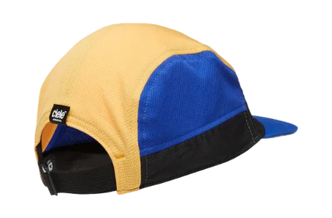 FSTCap 2 - Run Mountains SM by Ciele in yellow blue and black lightweight running cap with cycling-inspired brim ideal for trail running