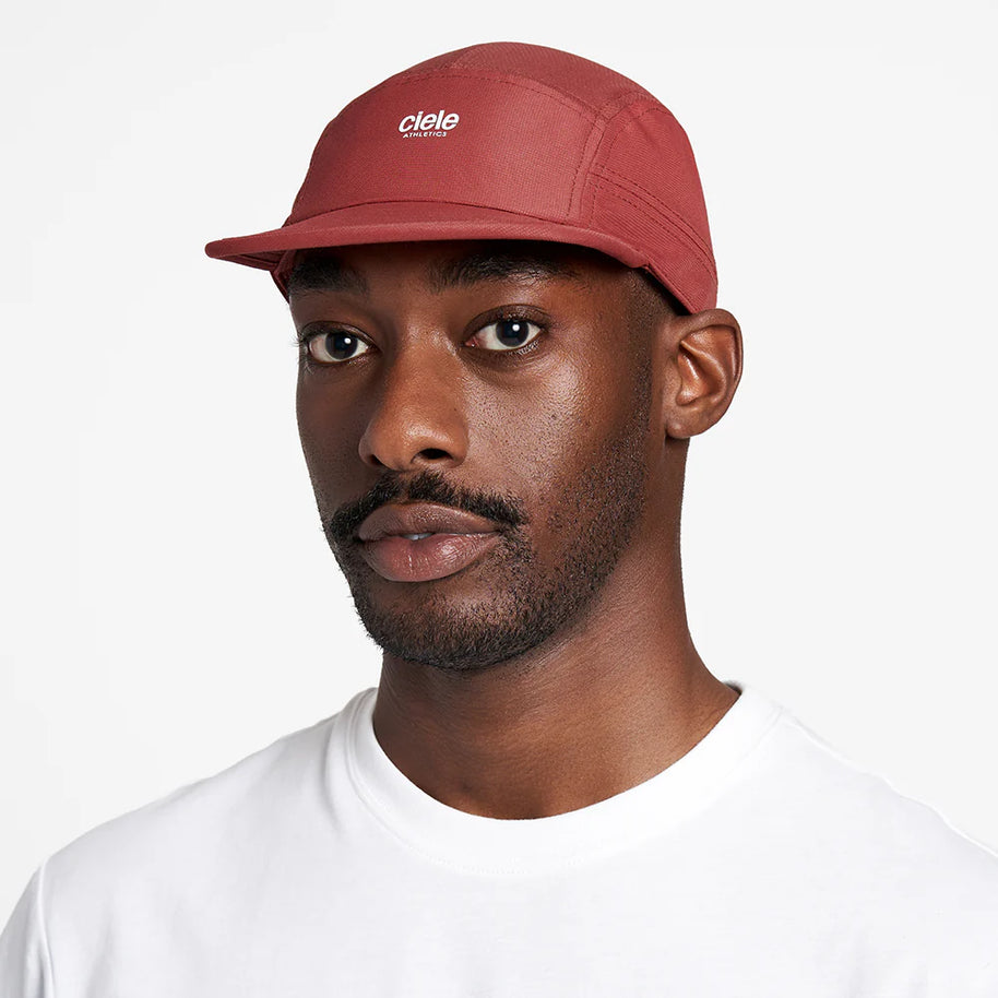 ALZCap - Athletics Small by Ciele in brick red with COOLmatic mesh for breathability, fitted low-profile running cap from Canada
