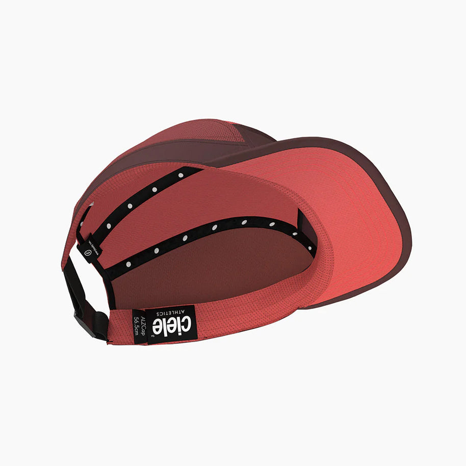 ALZCap - Horizon by Ciele in red and dark brown, lightweight breathable mesh cap with COOLmatic PLUS for running and outdoor use in Canada