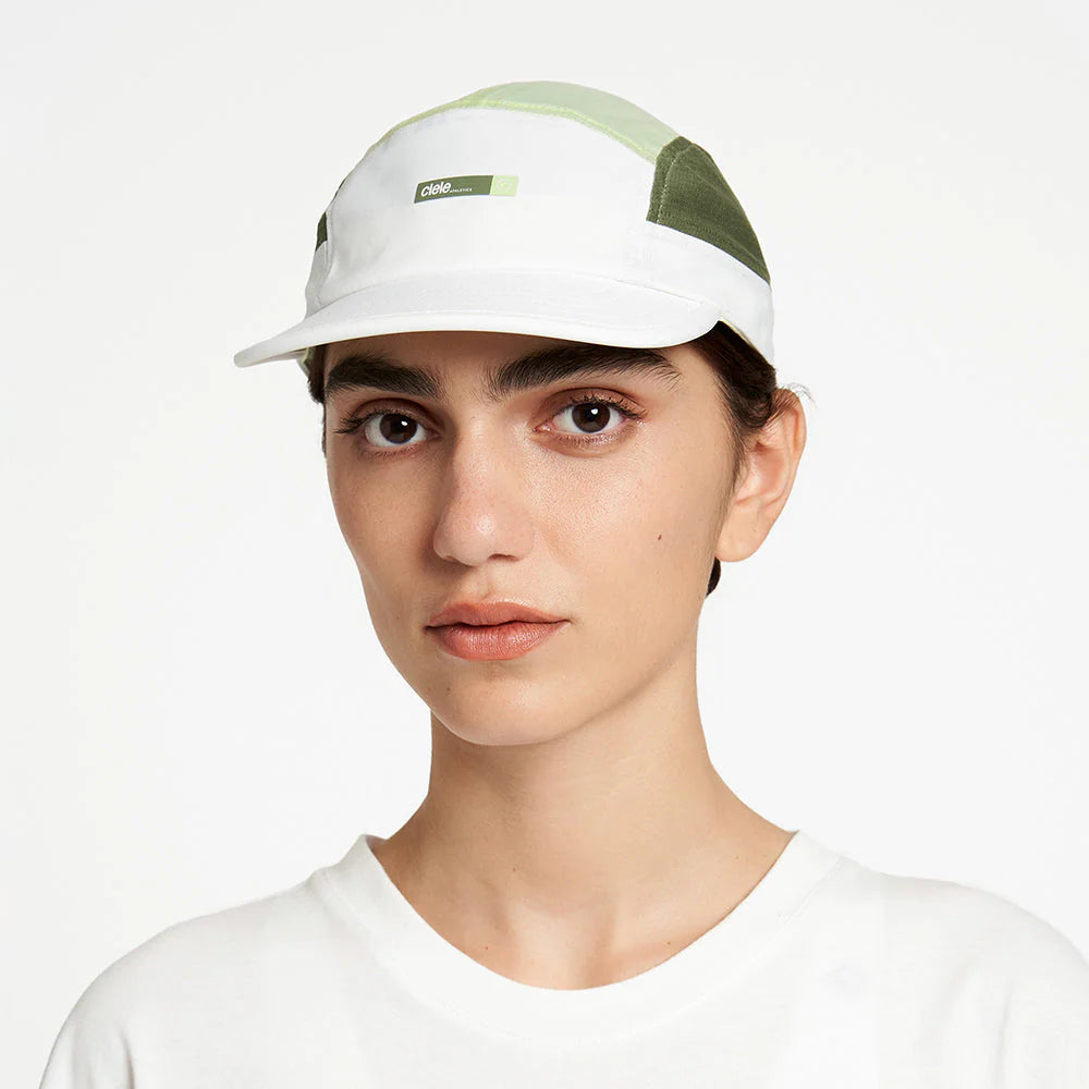 ALZCap - Horizon by Ciele in white and green with COOLmatic mesh for breathability, lightweight headwear designed for running and outdoor use