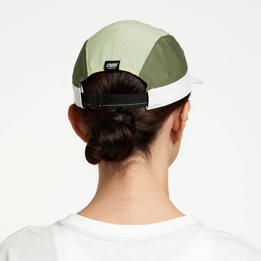 ALZCap - Horizon by Ciele in light green and white with COOLmatic mesh for breathability, odor protection, and lightweight running headwear
