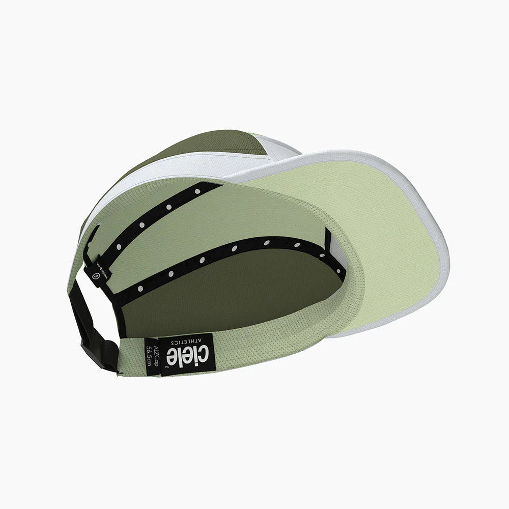 ALZCap - Horizon by Ciele in green and white with COOLmatic PLUS mesh, lightweight breathable cap for running and outdoor activities