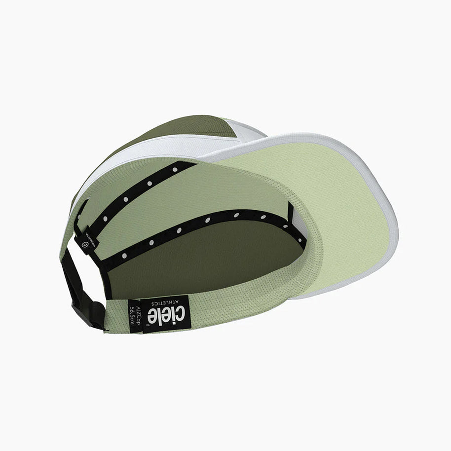ALZCap - Horizon by Ciele in green and white with COOLmatic PLUS mesh, lightweight breathable cap for running and outdoor activities