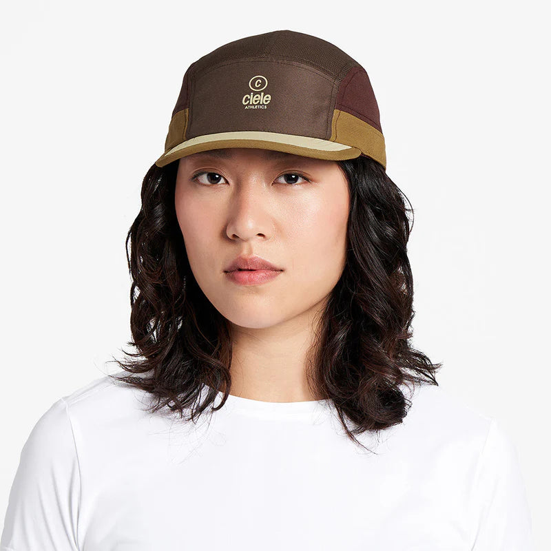 ALZCap SC - C Plus by Ciele in brown and olive with COOLmatic mesh for breathability, low profile fit, ideal for running in Canada