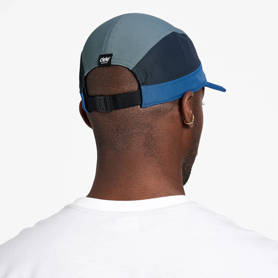 ALZCap SC - C Plus by Ciele in grey, navy, and blue with COOLmatic mesh for breathability, low profile fit ideal for running and outdoor use