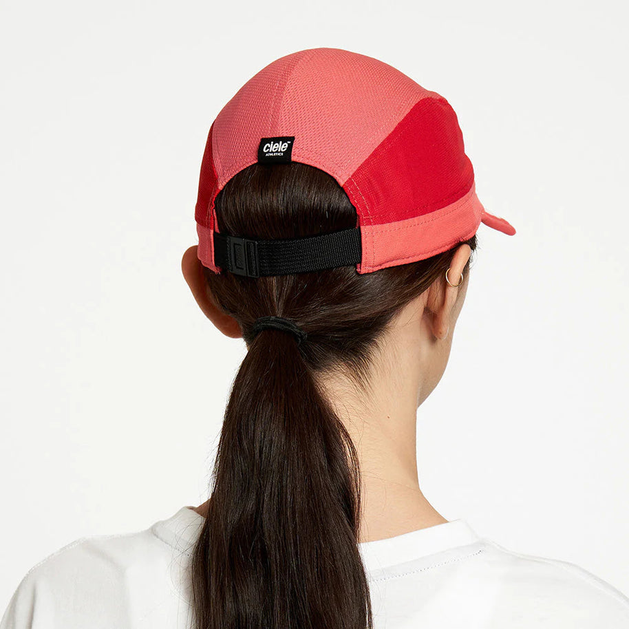 ALZCap SC - C Plus by Ciele in coral red with COOLmatic mesh, breathable fitted running cap ideal for outdoor use in Canada