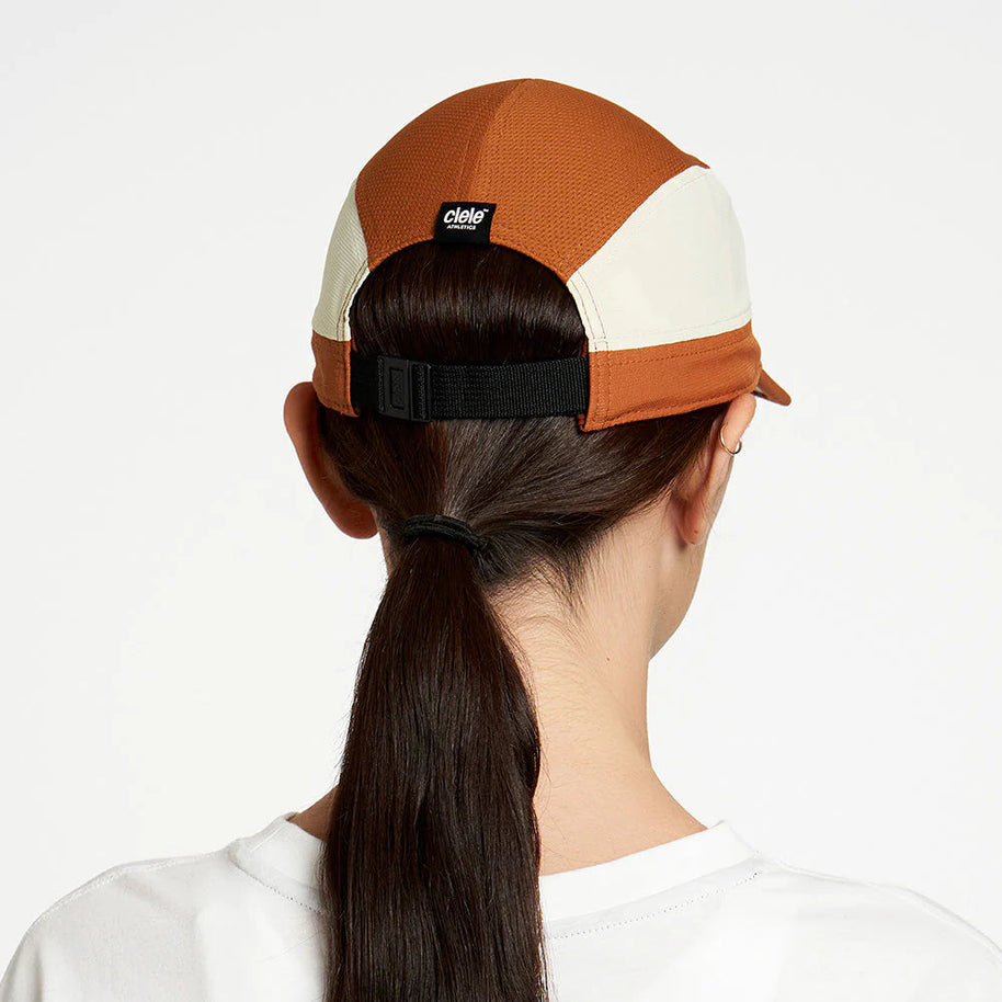 ALZCap SC - C Plus by Ciele in rust orange and cream with COOLmatic mesh for breathability low profile fitted running cap from Canada