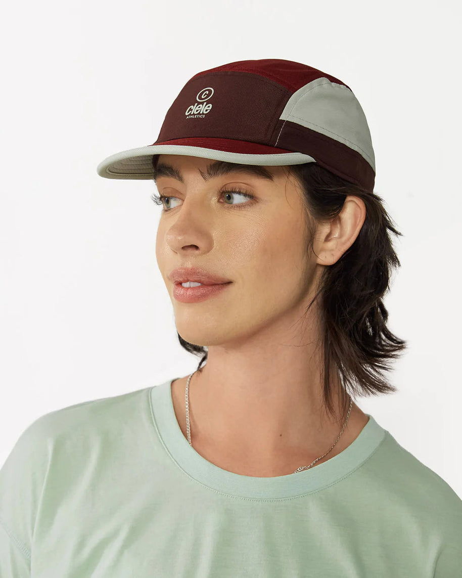 ALZCap SC - C Plus by Ciele in burgundy and grey with COOLmatic mesh for breathability, low profile running cap ideal for outdoor use