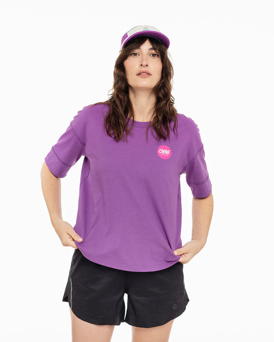 ALZCap SC - C Plus by Ciele in white and purple with COOLmatic mesh, low profile fitted running cap ideal for breathable outdoor use