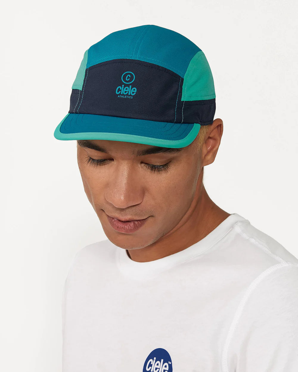 ALZCap SC - C Plus by Ciele in teal and navy with COOLmatic mesh, breathable fitted running cap ideal for Canada-based runners