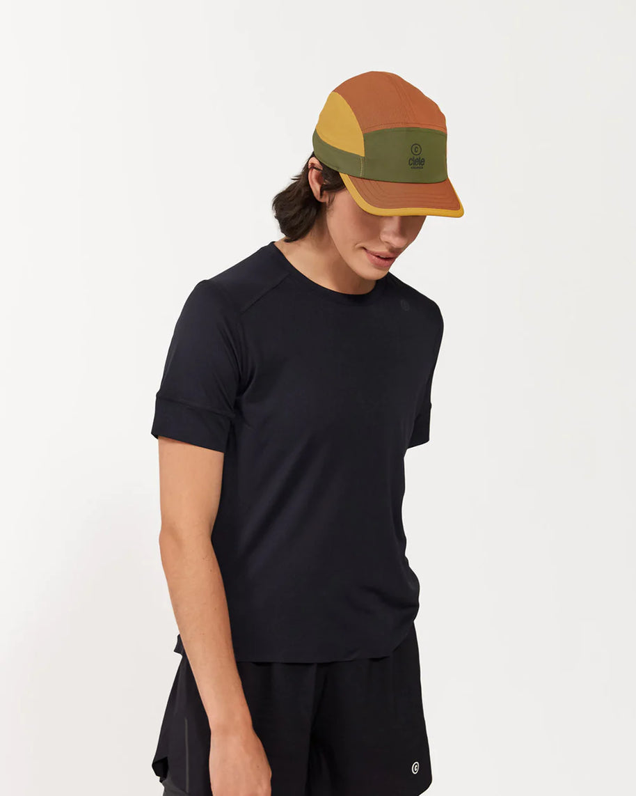 ALZCap SC - C Plus by Ciele in orange, yellow, and green with COOLmatic mesh for breathability, low-profile running cap ideal for outdoor use