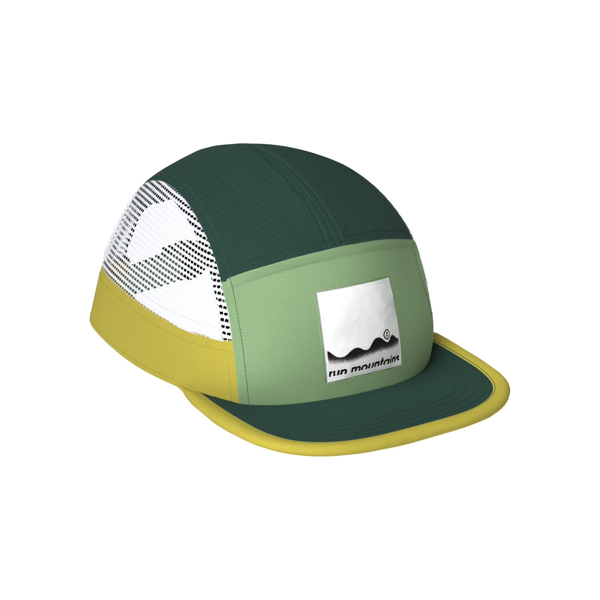 ALZCap Trail - Mountain Cut by Ciele in green and yellow with COOLmatic PLUS mesh for cooling and odor control, ideal for trail running outdoors