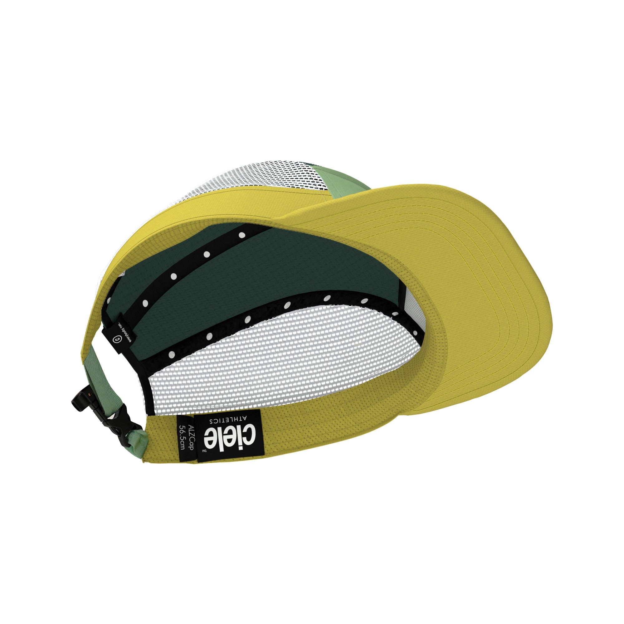 ALZCap Trail - Mountain Cut by Ciele in yellow and green with COOLmatic PLUS mesh for cooling and odour protection, ideal for running and outdoor use