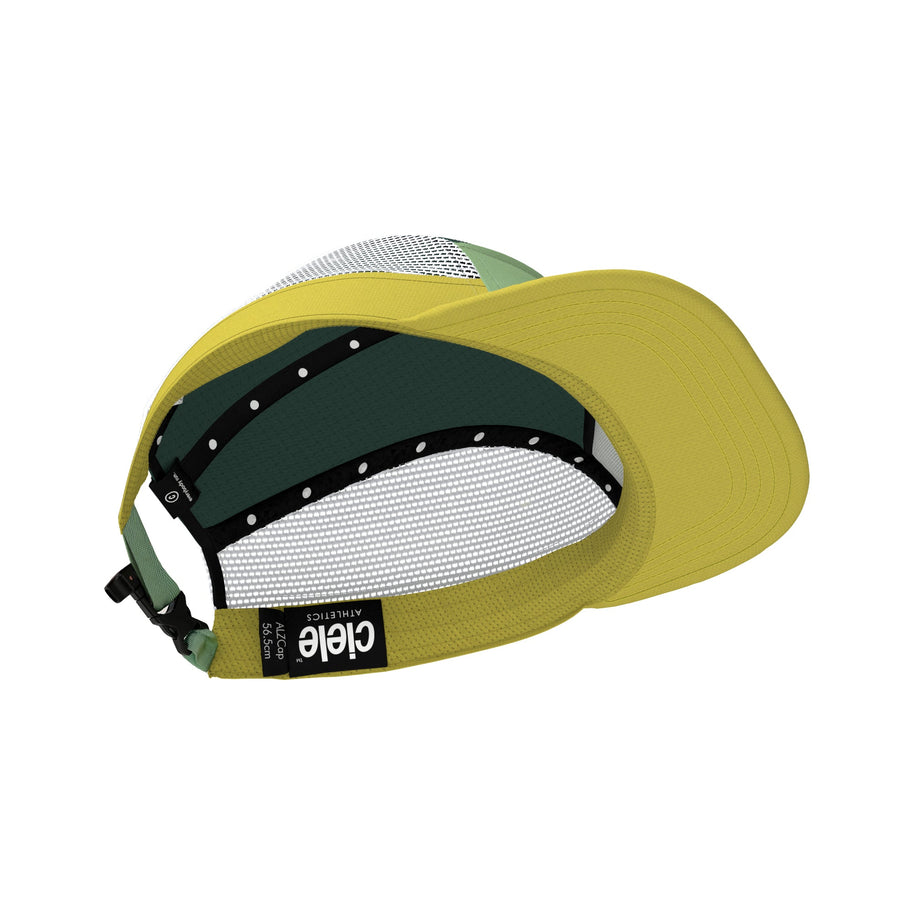 ALZCap Trail - Mountain Cut by Ciele in yellow and green with COOLmatic PLUS mesh for cooling and odour protection, ideal for running and outdoor use
