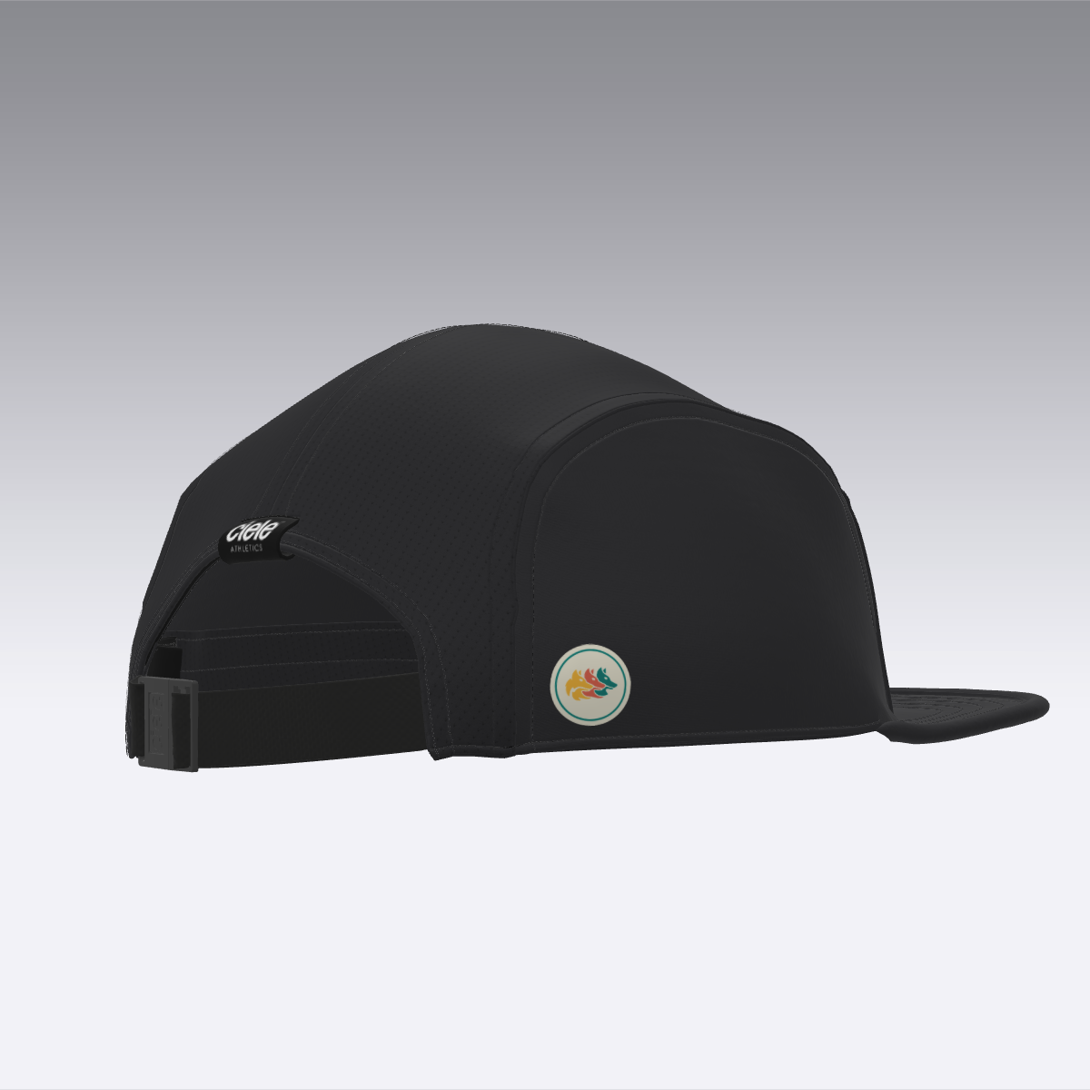 Foveō Running CLB Cap by Ciele Athletics in black with reflective, lightweight, breathable COOLmatic mesh, machine washable and packable for running