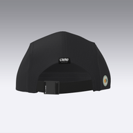 Foveō Running CLB Cap by Ciele Athletics in black, lightweight reflective running cap with COOLmatic mesh, machine washable and packable