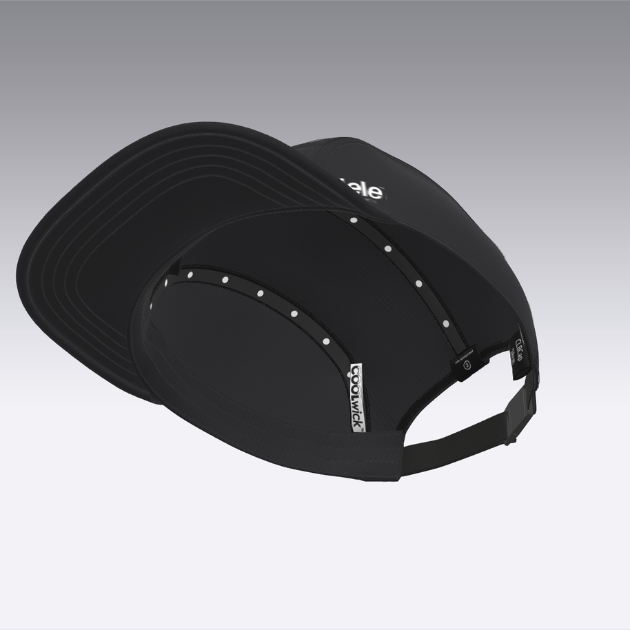 Foveō Running CLB Cap by Ciele Athletics in black with lightweight, reflective, breathable COOLmatic mesh, packable and machine washable for running