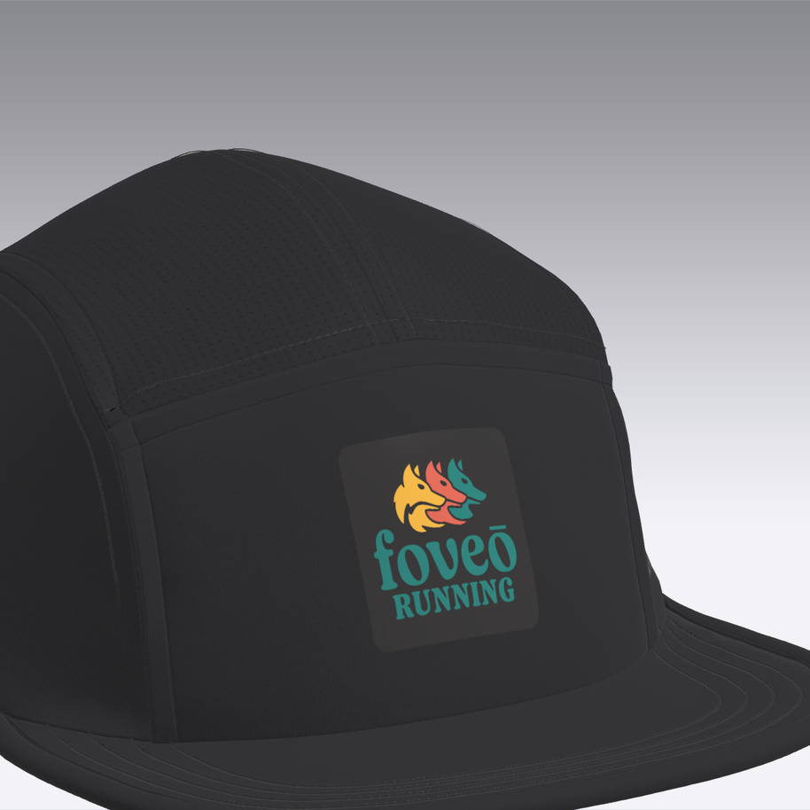 Foveō Running CLB Cap by Ciele Athletics in black with reflective, lightweight, breathable COOLmatic mesh, packable and machine washable for running