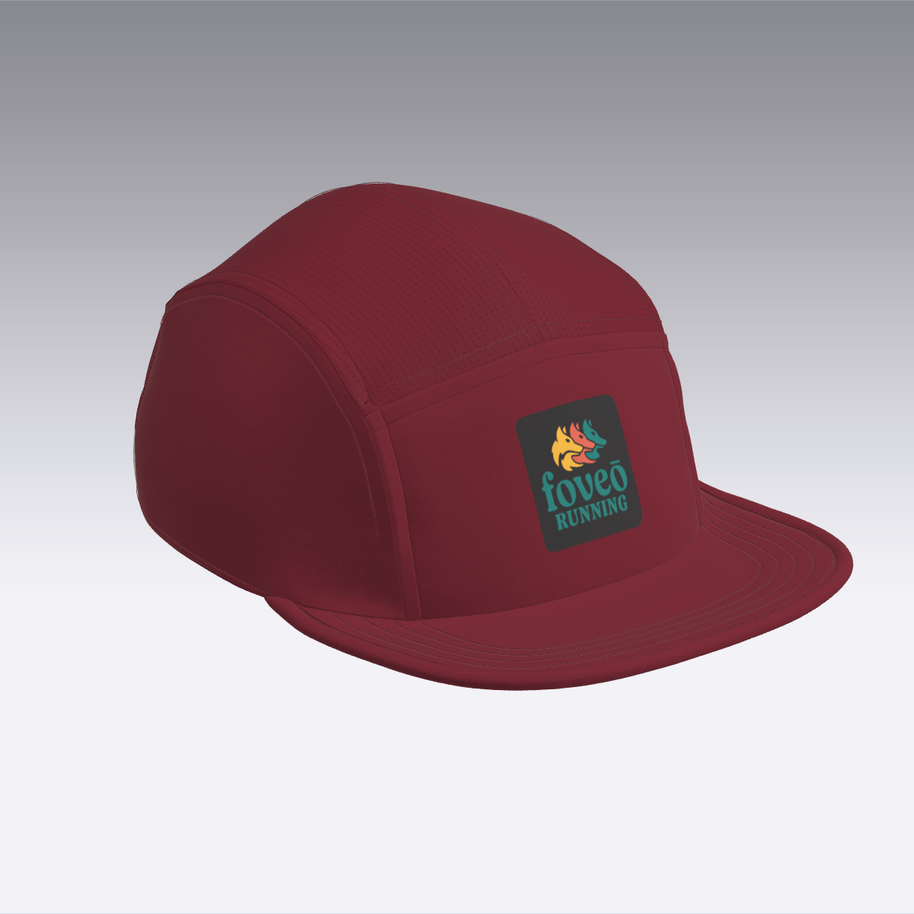 Foveō Running CLB Cap by Ciele Athletics in dark red with reflective, lightweight, breathable mesh, machine washable and packable for running use