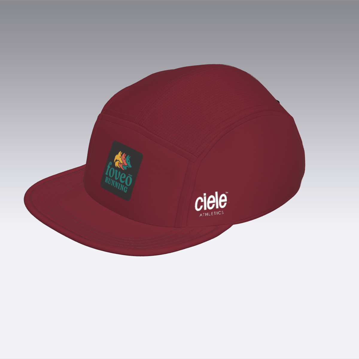 Foveō Running CLB Cap by Ciele Athletics in burgundy with COOLmatic mesh, lightweight, reflective, packable running cap for outdoor use
