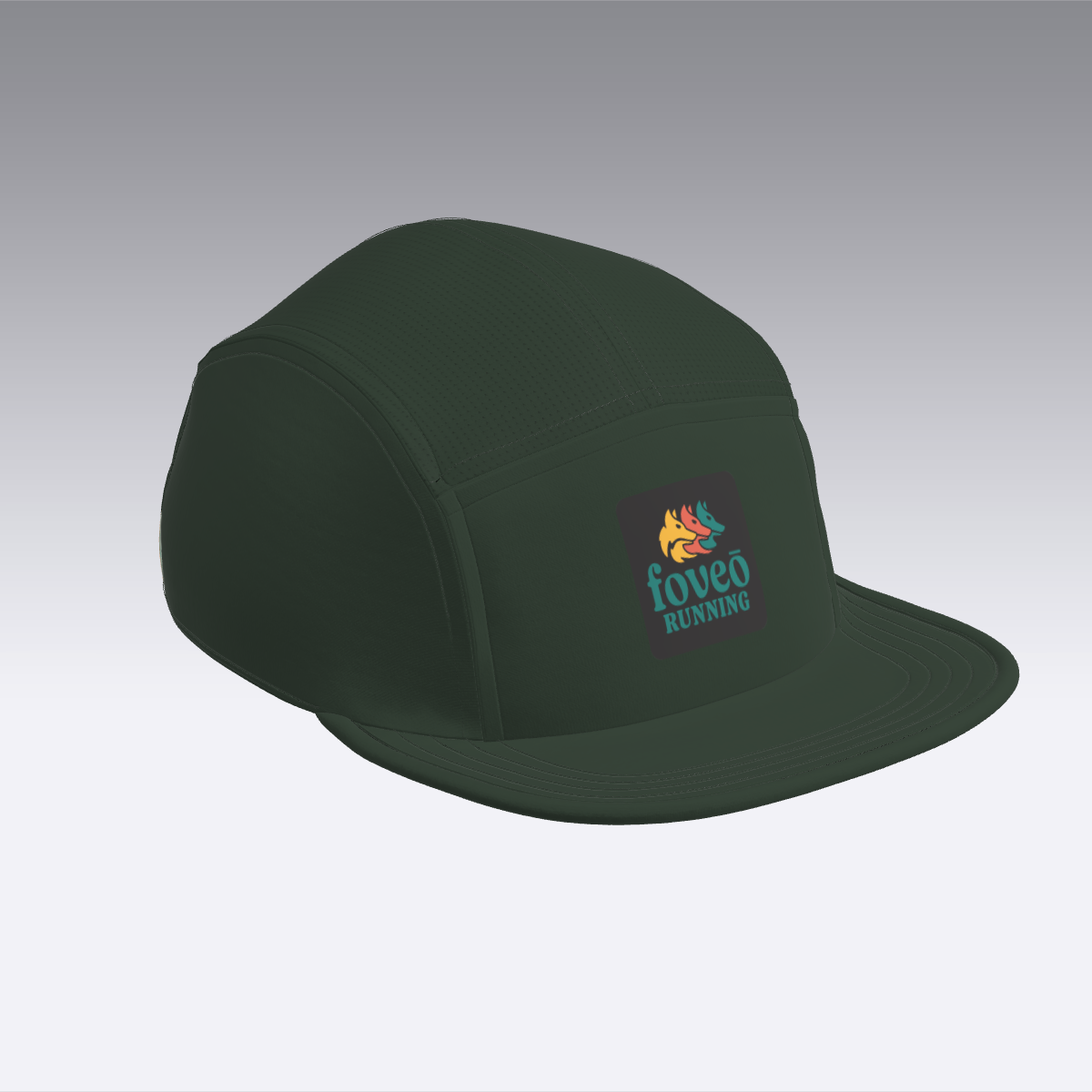Foveō Running CLB Cap by Ciele Athletics in dark green, lightweight, reflective, packable running cap with breathable COOLmatic mesh ideal for trail running and outdoor use