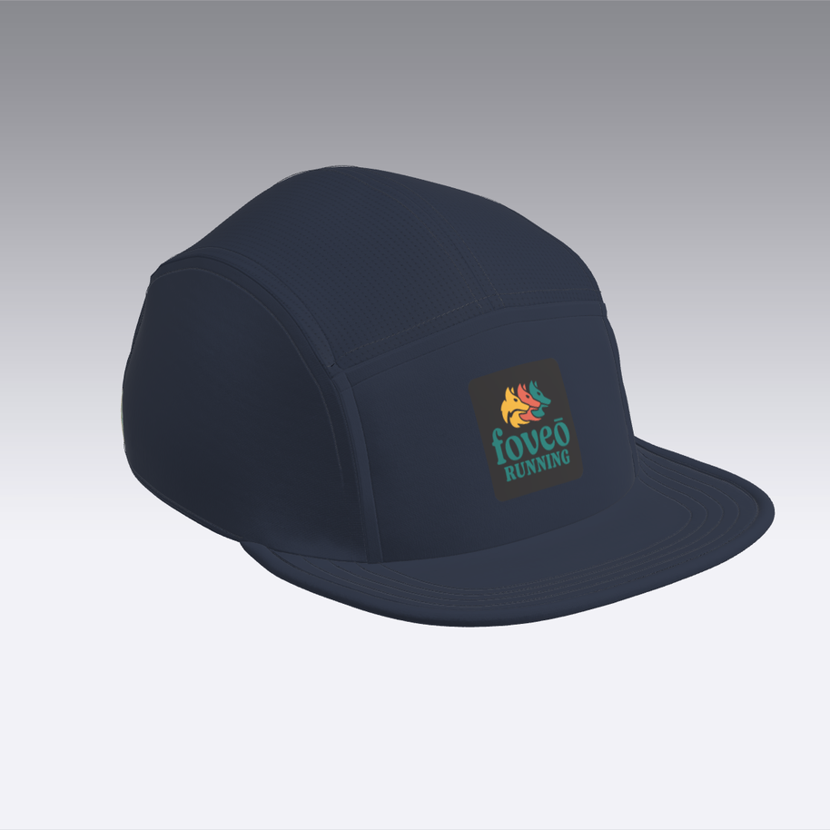 Foveō Running CLB Cap by Ciele Athletics in navy blue, lightweight, reflective, breathable mesh, machine washable running cap ideal for trails and outdoor use