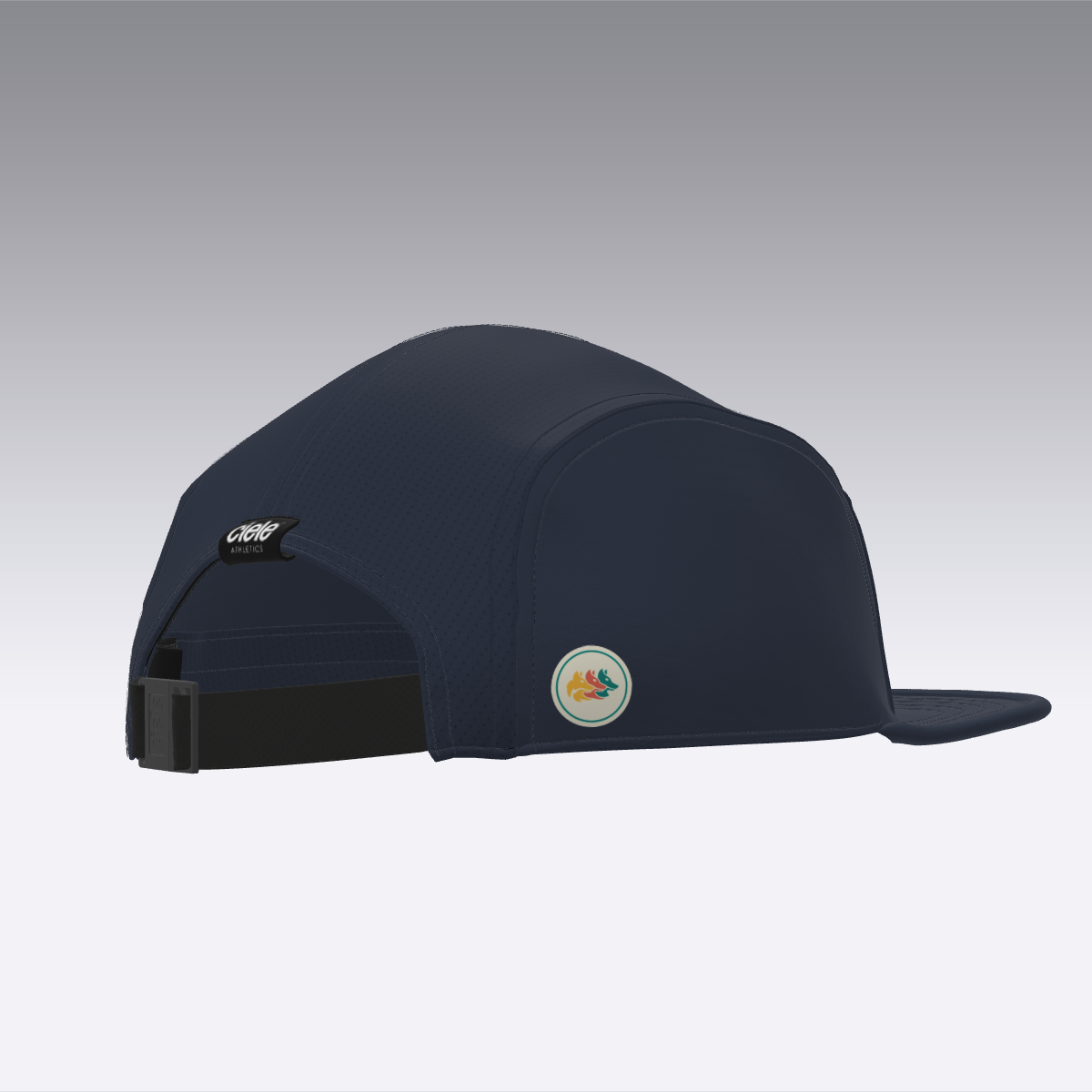 Foveō Running CLB Cap by Ciele Athletics in navy blue, lightweight, reflective, breathable mesh, machine washable, packable for running and outdoor use