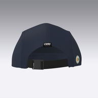 Foveō Running CLB Cap by Ciele Athletics in navy blue, lightweight, reflective, breathable running cap with adjustable strap ideal for outdoor use